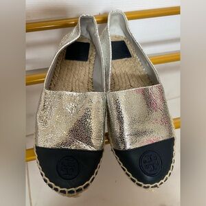 Toryburch Silver and Black Espadrilles